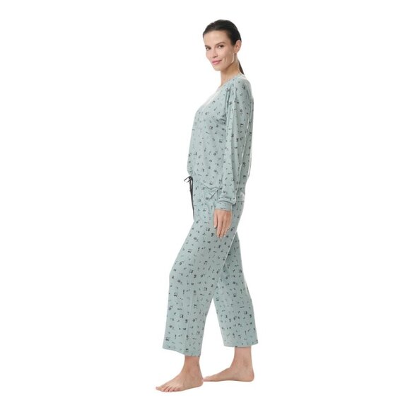 NEW P.J. Salvage 2pc Pajama Set | Green Floral - Picture 3 of 10